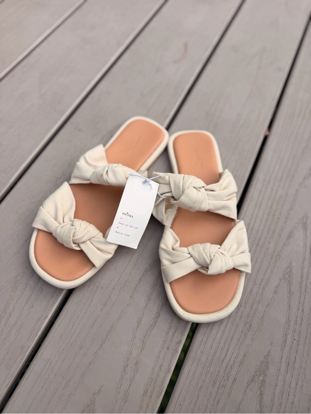a new day Cream Knotted Double-Strap Slide Sandals